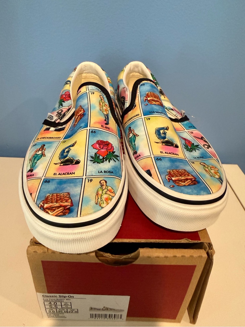 Classic Slip-On Sneakers — Multi-Color Lotería Print